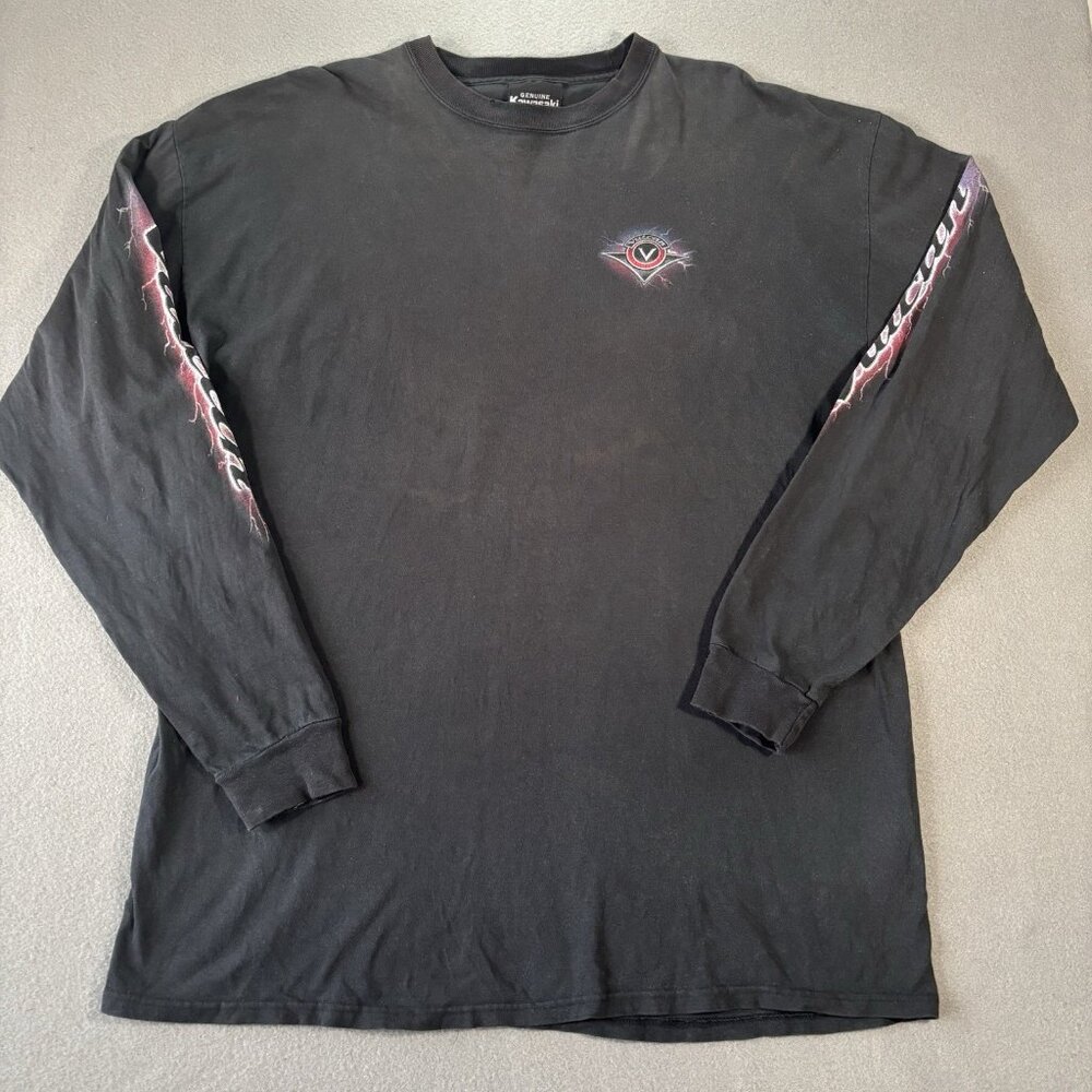 VTG Y2K Kawasaki Vulcan Motorcycles Long‎ Sleeve T Shirt Original Logo Mens 2XL